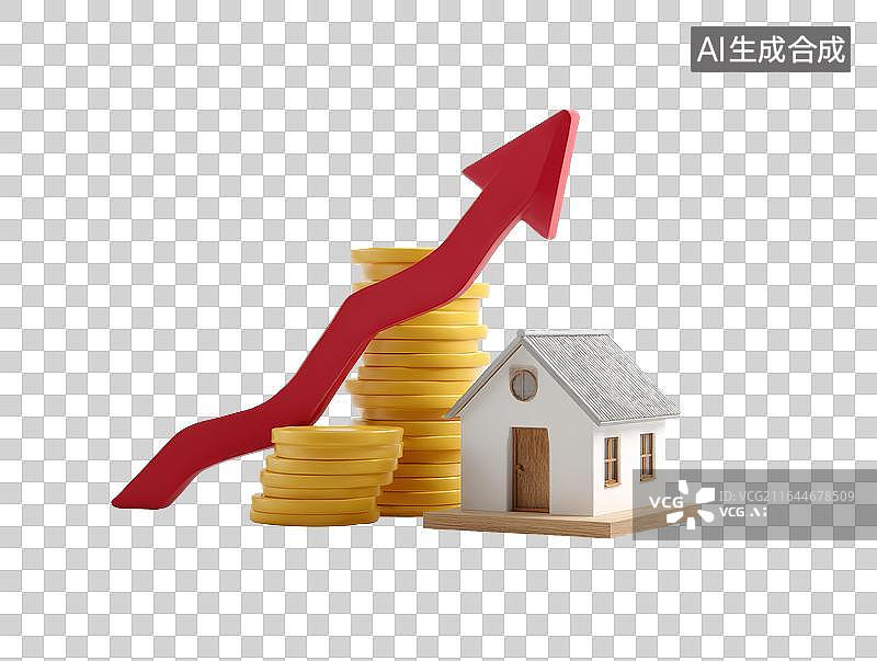 【AI数字艺术】房价上涨趋势示意图片素材
