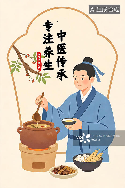 【AI数字艺术】中医药插画海报图片素材