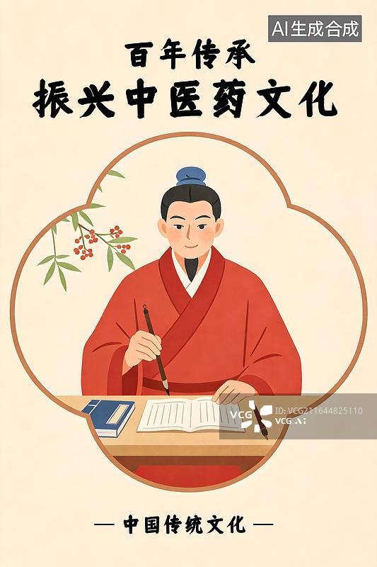 【AI数字艺术】中医药插画海报图片素材