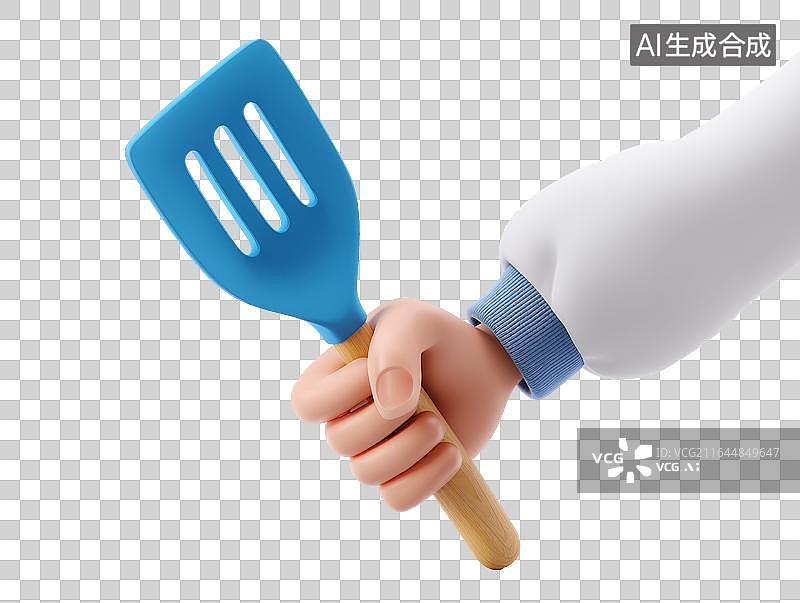 【AI数字艺术】卡通手上拿着硅胶锅铲图片素材