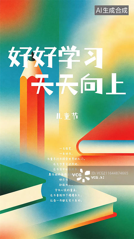 【AI数字艺术】渐变风格六一儿童节海报图片素材