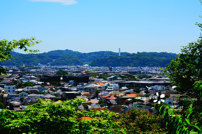 日本神奈川县镰仓市，从长谷寺眺望镰仓市图片素材