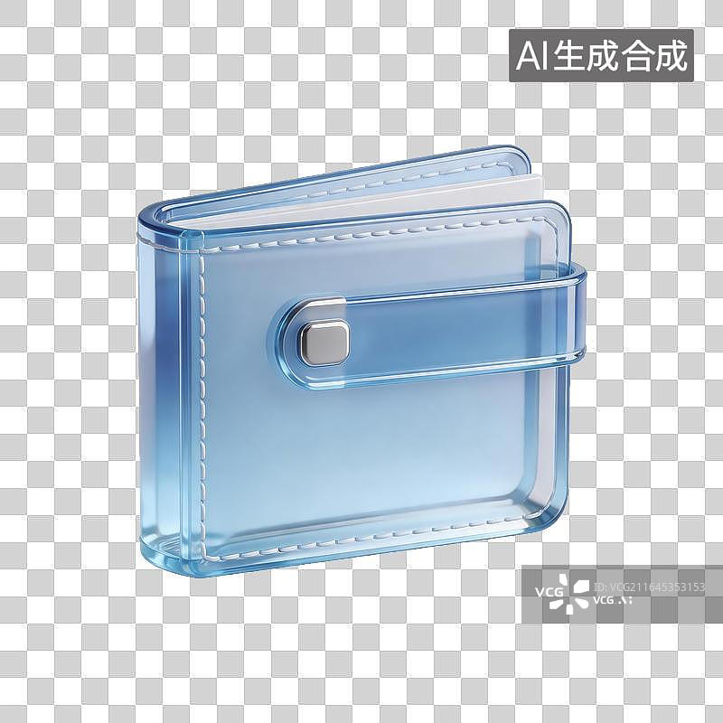 【AI数字艺术】透明蓝色钱包图片素材
