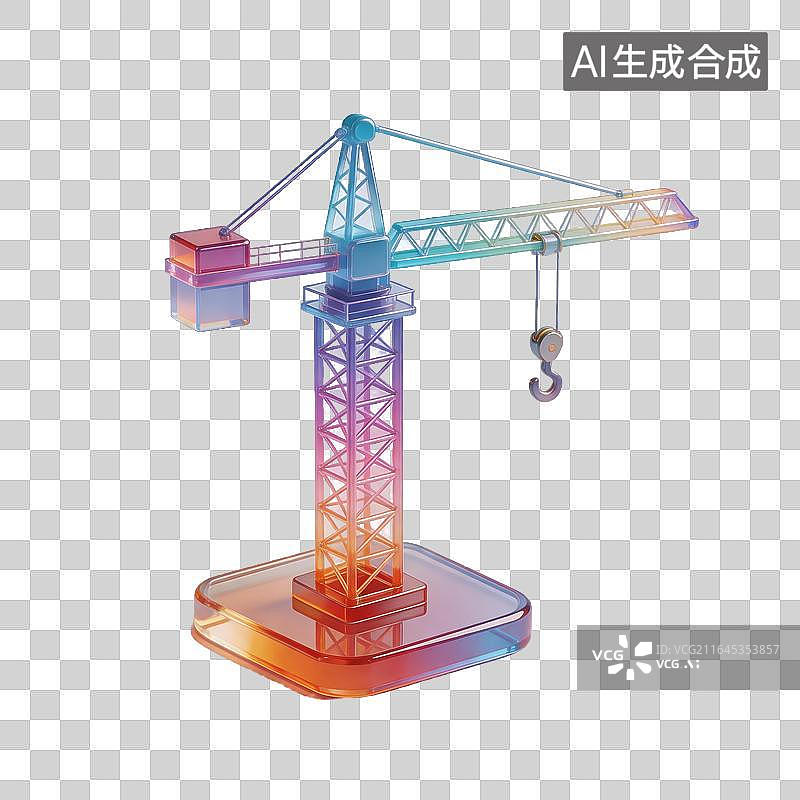 【AI数字艺术】彩色透明塔吊模型图片素材