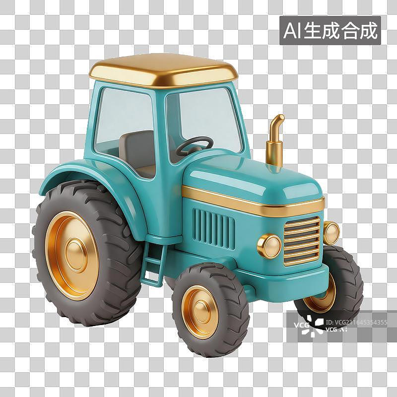 【AI数字艺术】蓝色复古玩具拖拉机图片素材