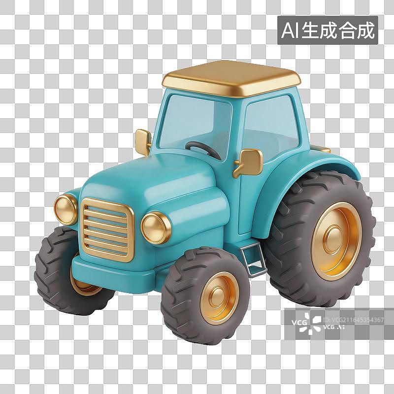 【AI数字艺术】蓝色玩具拖拉机模型图片素材