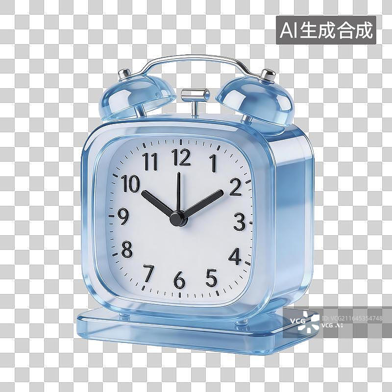 【AI数字艺术】蓝色透明闹钟图片素材
