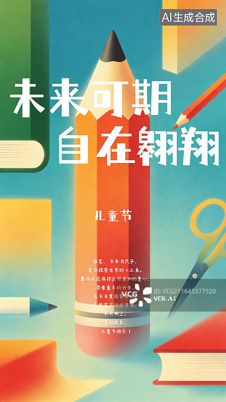 【AI数字艺术】渐变风格六一儿童节海报图片素材