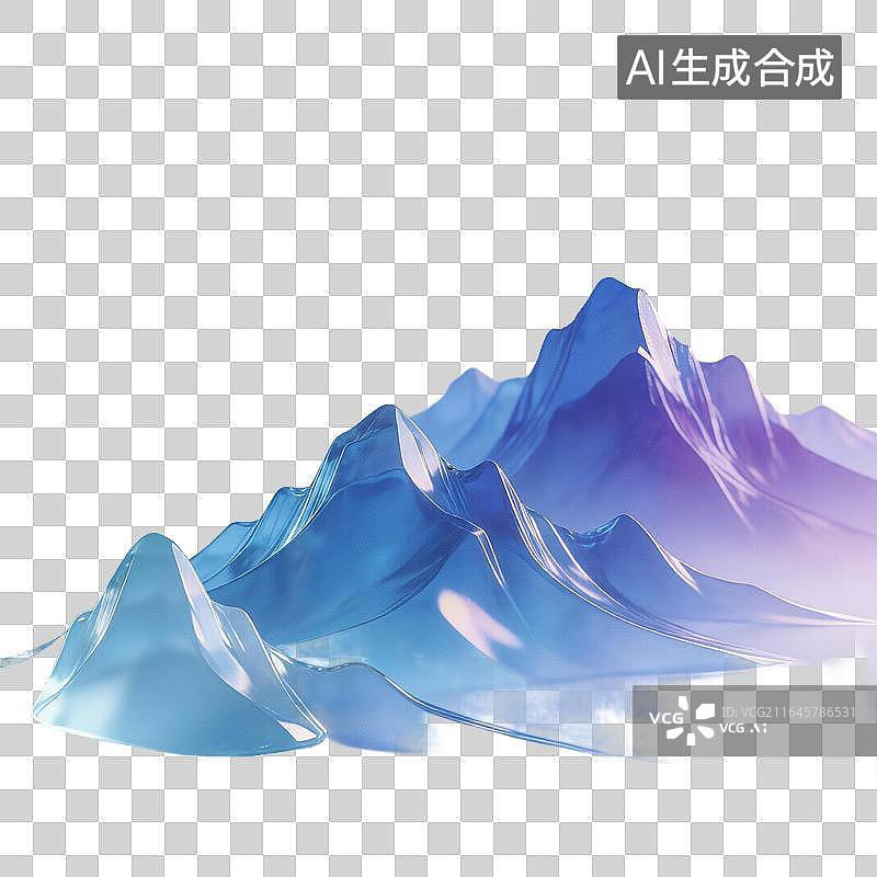 【AI数字艺术】蓝色冰晶山脉景观图片素材