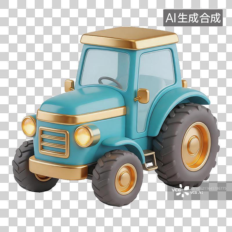 【AI数字艺术】蓝色拖拉机玩具模型图片素材