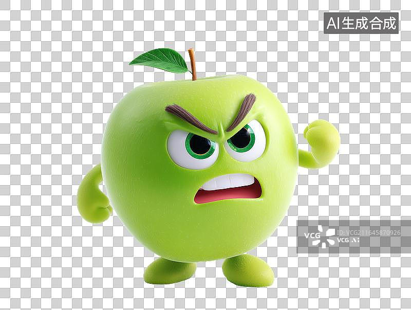 【AI数字艺术】拟人化卡通青苹果图片素材