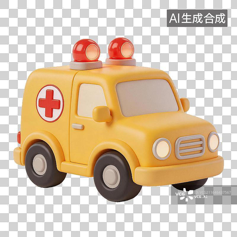 【AI数字艺术】黄色救护车玩具模型图片素材
