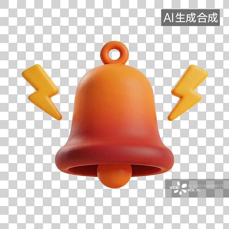 【AI数字艺术】橙色铃铛与闪电符号图片素材