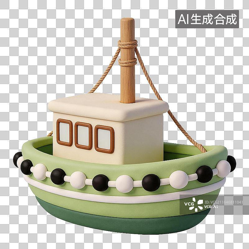 【AI数字艺术】绿色小船模型摆件图片素材