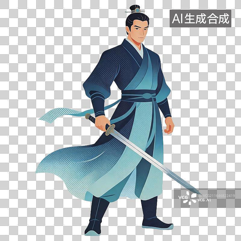 【AI数字艺术】古代武侠人物插画图片素材