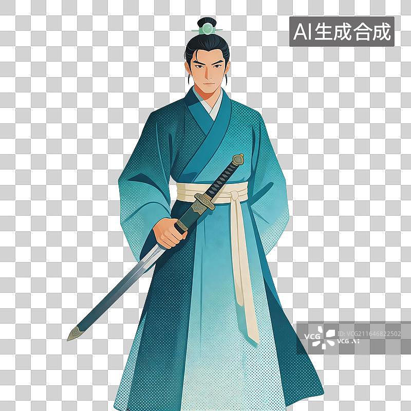 【AI数字艺术】古代武侠人物插画图片素材