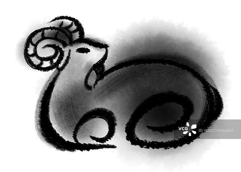 水墨画羊图片素材