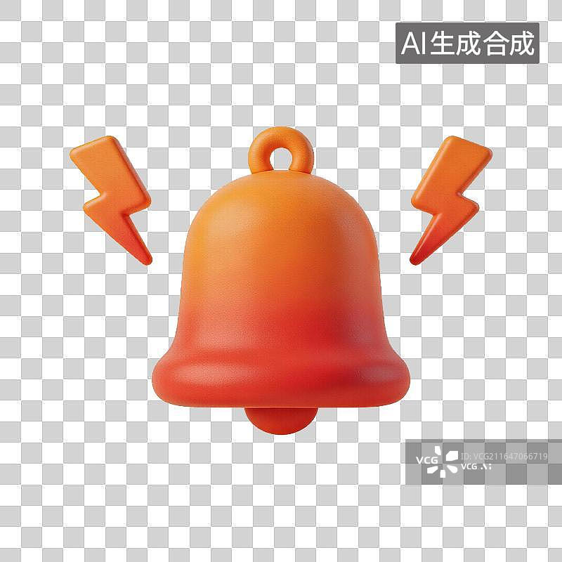 【AI数字艺术】橙色铃铛与闪电符号图片素材