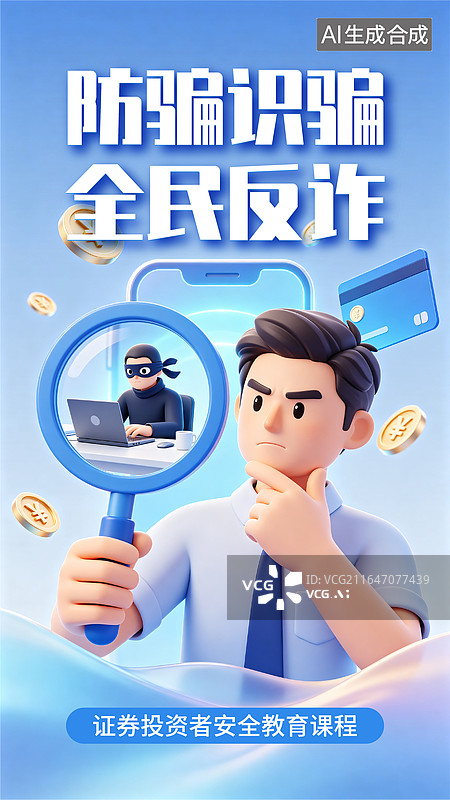 【AI数字艺术】金融防诈守护资金安全海报图片素材