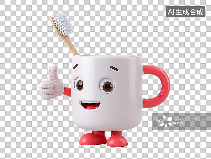 【AI数字艺术】点赞的刷牙杯拟人角色图片素材