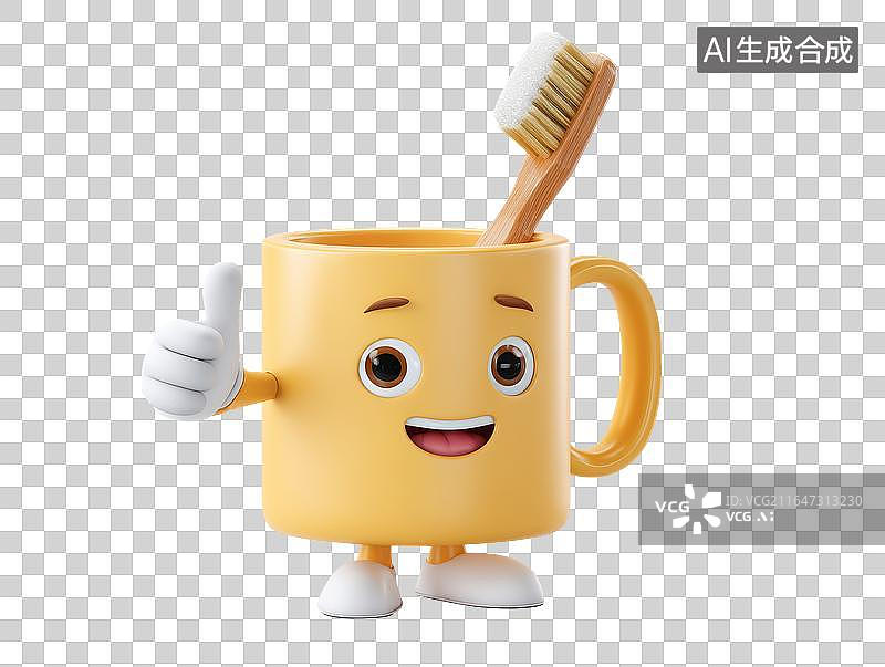 【AI数字艺术】点赞的刷牙杯拟人角色图片素材