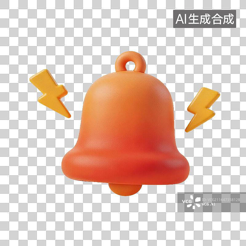 【AI数字艺术】橙色铃铛与闪电符号图片素材