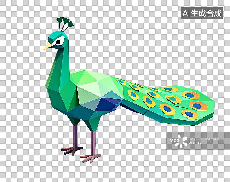 【AI数字艺术】绿孔雀 珍惜鸟类插画 免抠元素图片素材