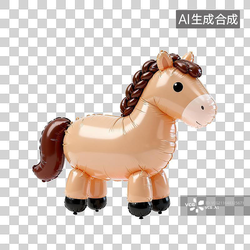 【AI数字艺术】3D膨胀气球风格马元素图片素材