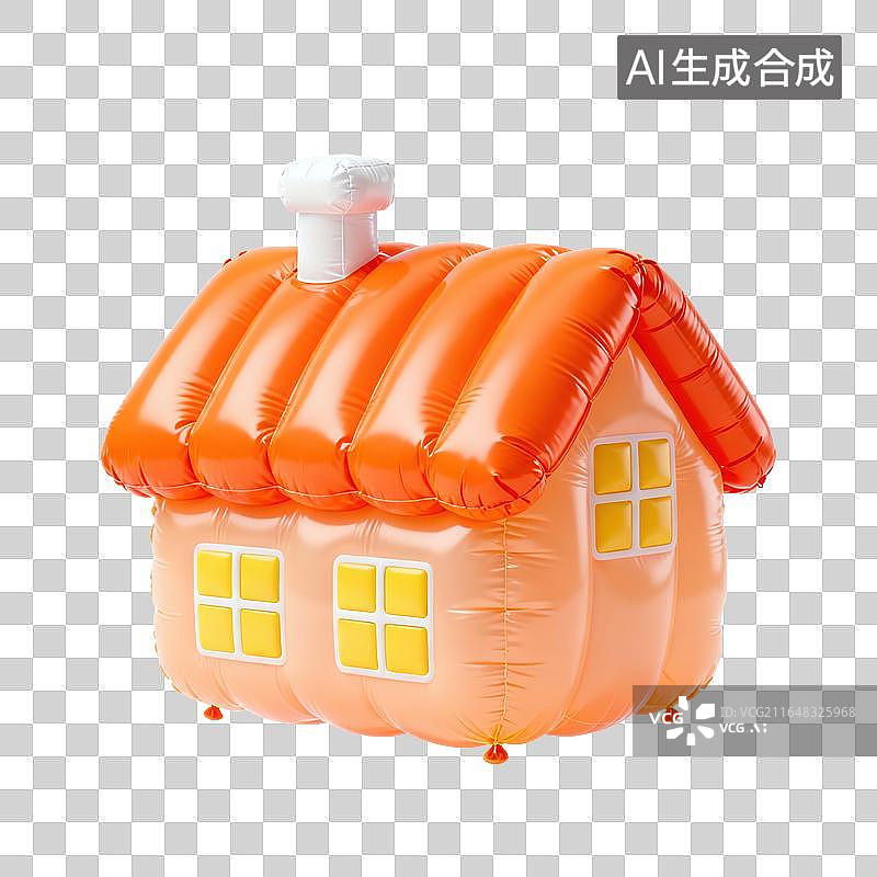 【AI数字艺术】3D膨胀气球风格房子模型房地产概念图片素材