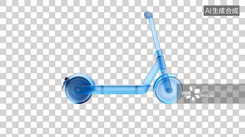 【AI数字艺术】蓝色透明滑板车产品展示图片素材