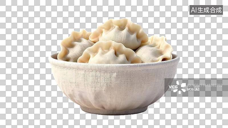【AI数字艺术】白色碗中盛放的饺子图片素材