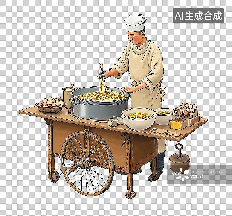 【AI数字艺术】免扣元素早点摊插画图片素材