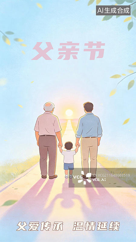 【AI数字艺术】父亲节海报设计 祖孙三代图片素材