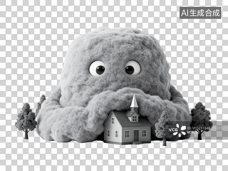 【AI数字艺术】大雾：神秘雾妖怪 天气预报气象学插画图形图片素材