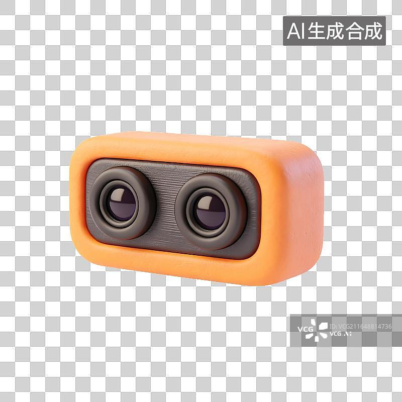 【AI数字艺术】黏土风双镜头摄像头立体模型图片素材
