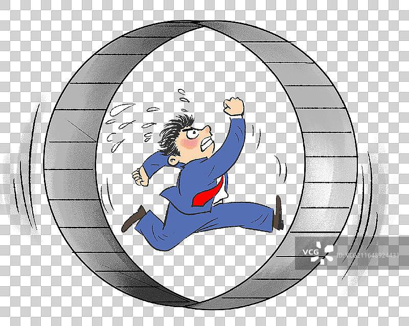 免抠元素：在滚轮里内卷 内耗 社会内卷 的白领，反内卷图片素材