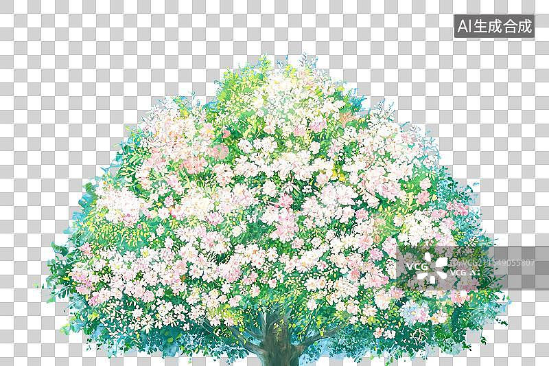 【AI数字艺术】盛开的花树图片素材