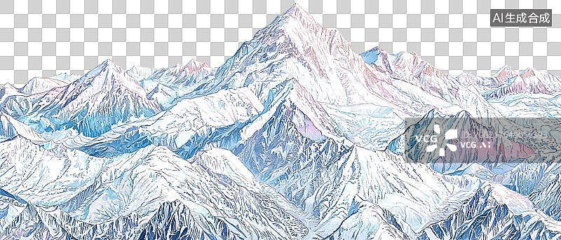 【AI数字艺术】雪山连绵的壮丽景观图片素材
