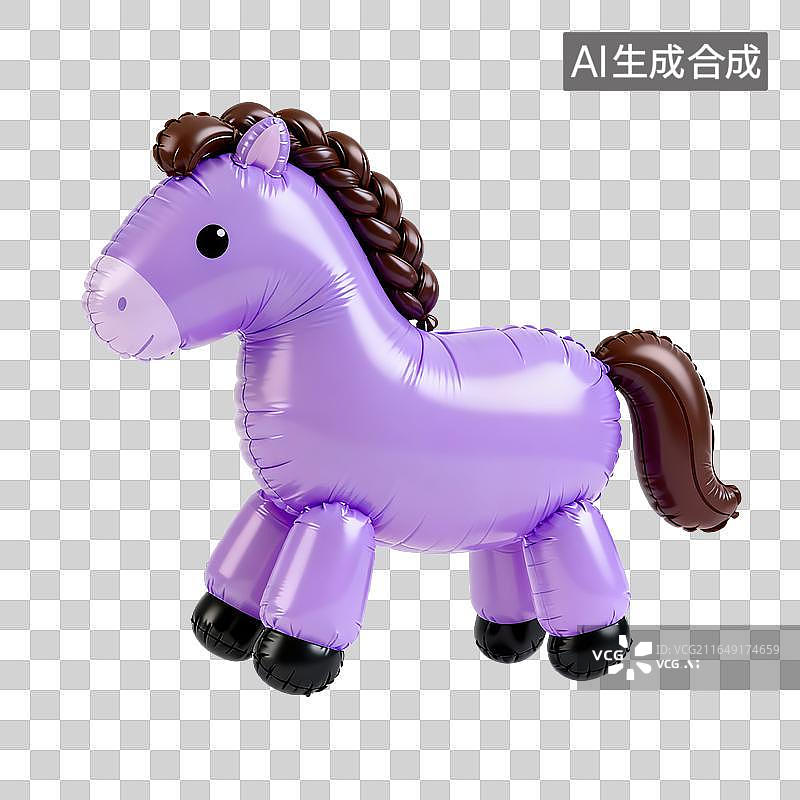 【AI数字艺术】3D膨胀气球风格马元素图片素材