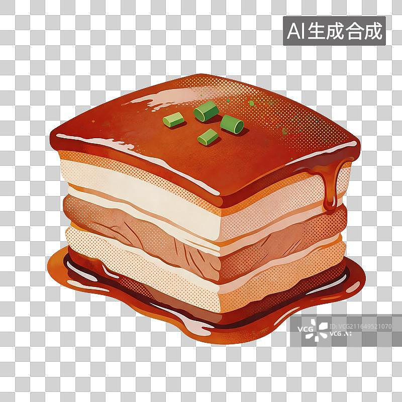 【AI数字艺术】红烧五花肉美食插画图片素材