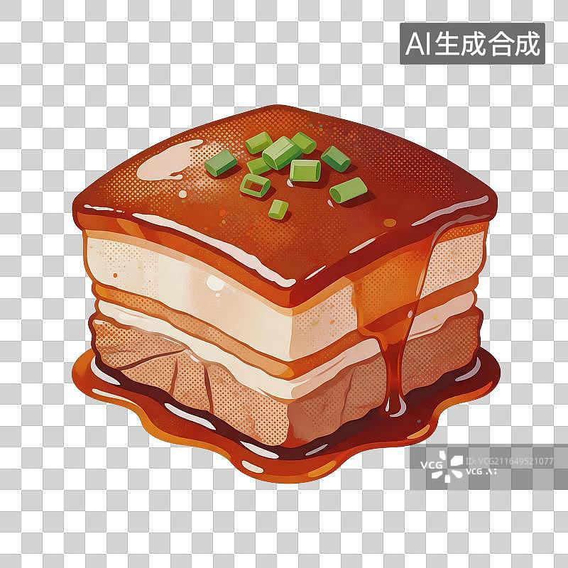 【AI数字艺术】红烧五花肉美食插画图片素材