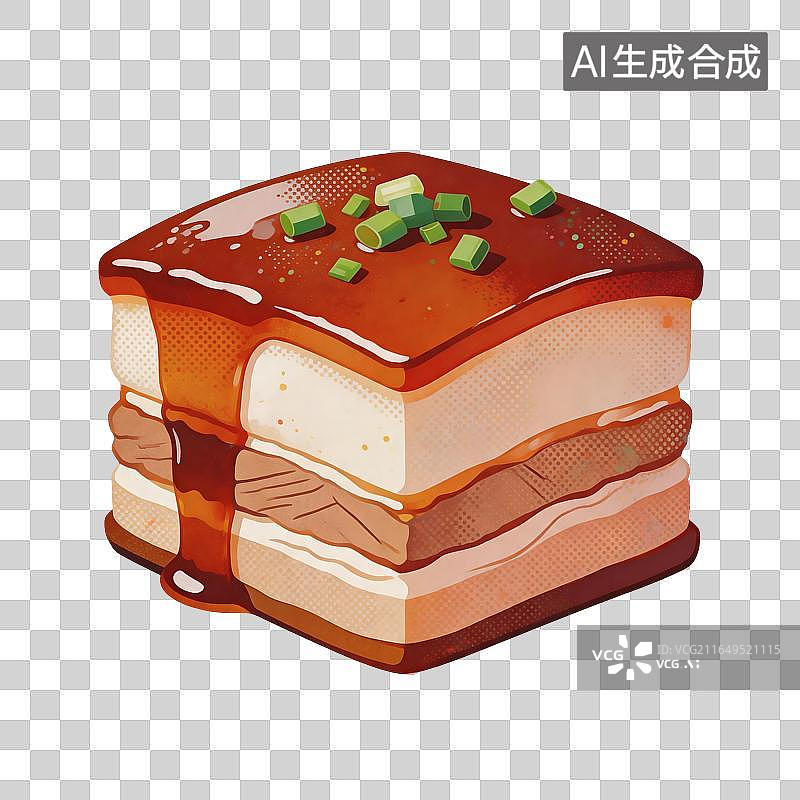 【AI数字艺术】红烧五花肉美食插画图片素材