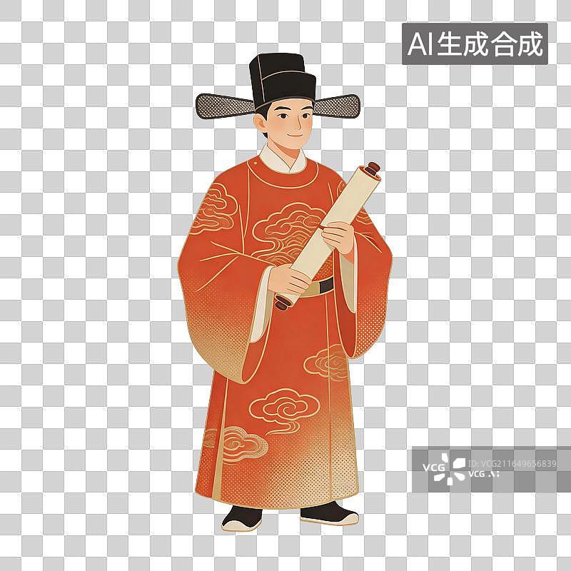 【AI数字艺术】古代状元文豪人物插画图片素材