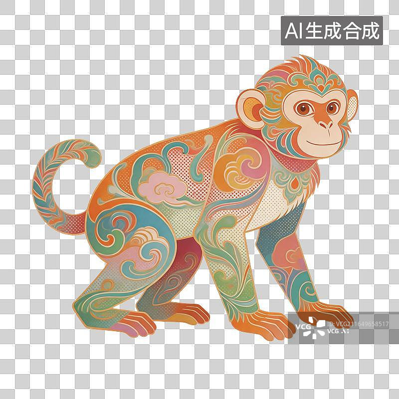 【AI数字艺术】生肖猴子插画图片素材