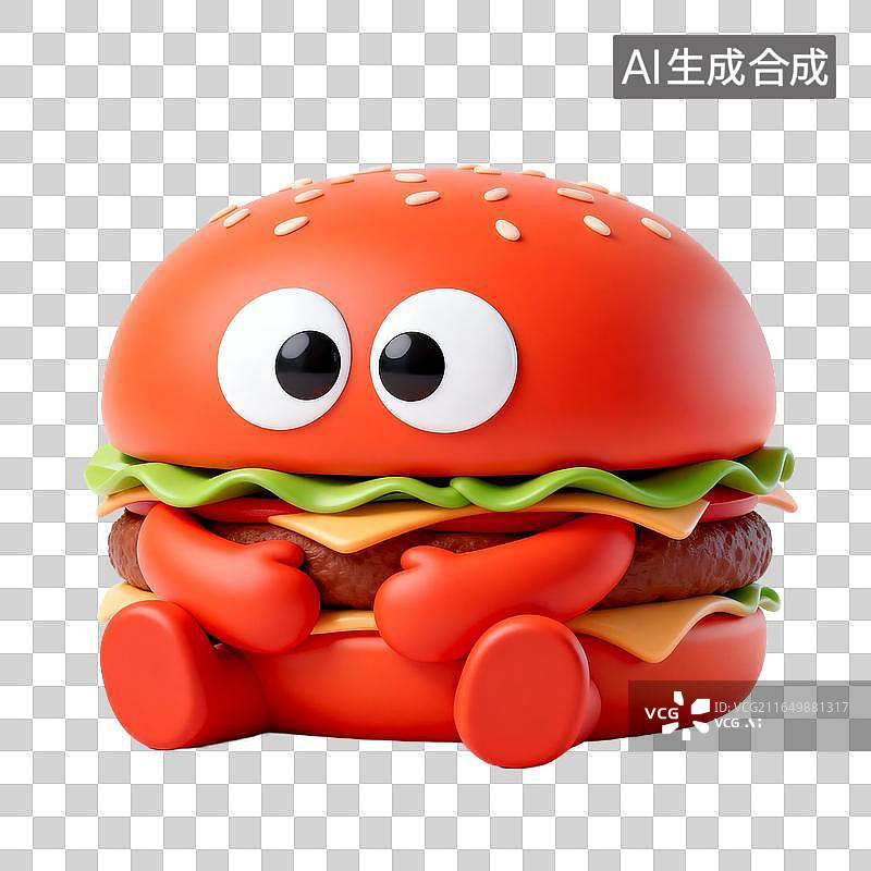 【AI数字艺术】可爱拟人化汉堡卡通形象图片素材