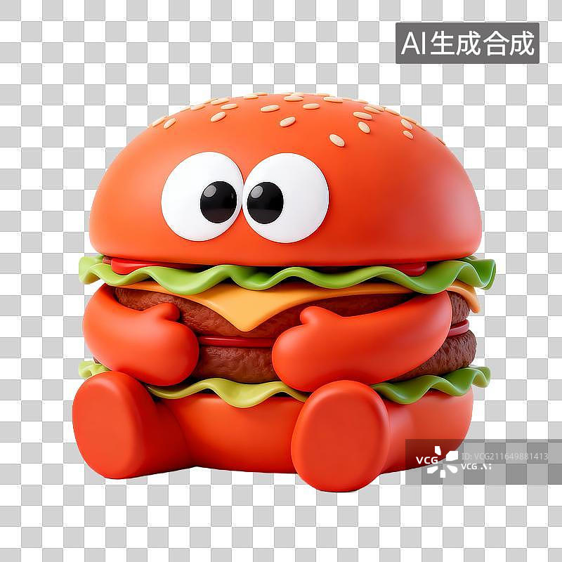 【AI数字艺术】可爱拟人化汉堡卡通形象图片素材
