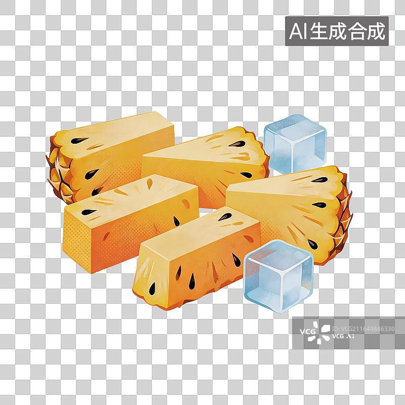 【AI数字艺术】菠萝水果插画图片素材