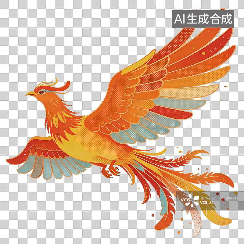 【AI数字艺术】凤凰神兽插画图片素材