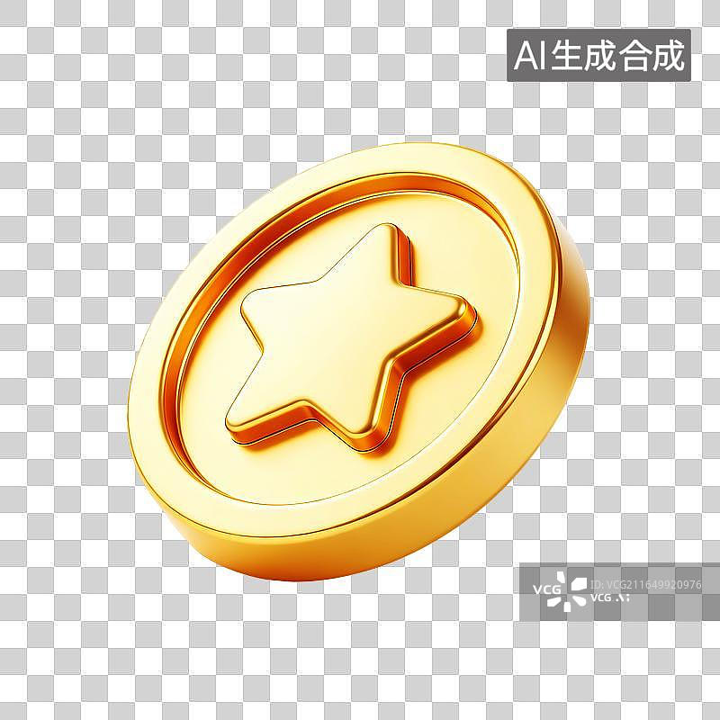 【AI数字艺术】立体鎏金星纹金币图片素材