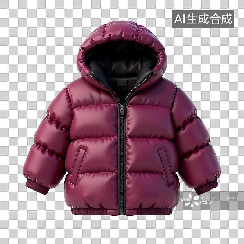 【AI数字艺术】酒红拼黑立领绗缝羽绒服图片素材